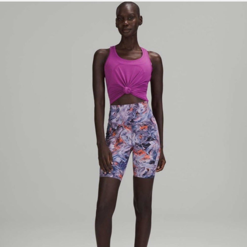 Lululemon Base Pace High Rise Shorts | Size 8 | Purple Floral Print Bike Short